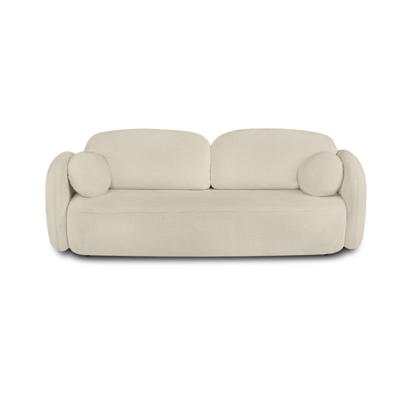 Canapé droit CARLOTTA convertible tissu bouclette grège 3 places