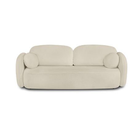 Canapé droit CARLOTTA convertible tissu bouclette grège 3 places