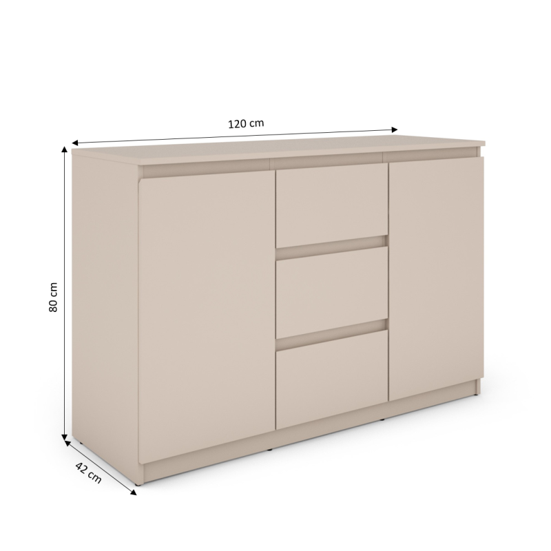Buffet SNORRI cachemire 2 portes 3 tiroirs