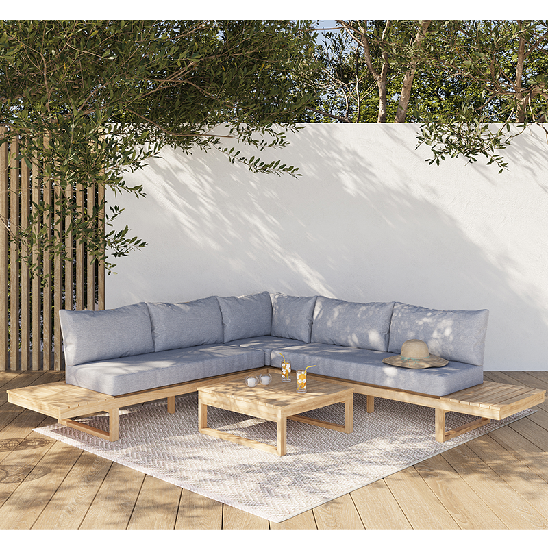 Salon de jardin MONTANA 5 places en bois d'acacia FSC coloris gris chiné