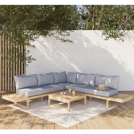 Salon de jardin MONTANA 5 places en bois d'acacia FSC coloris gris chiné