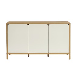 Buffet KILDA effet chêne 3 portes blanches 140cm