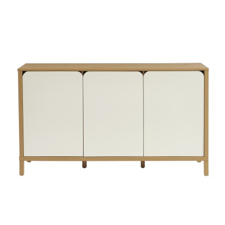 Buffet KILDA effet chêne 3 portes blanches 140cm