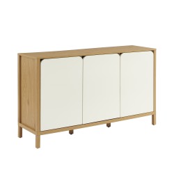 Buffet KILDA effet chêne 3 portes blanches 140cm