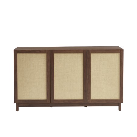 Buffet HARIA effet noyer et rotin 3 portes 140cm