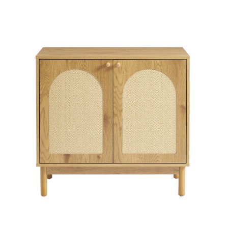 Buffet BAAMA effet chêne et rotin naturel 2 portes 80cm
