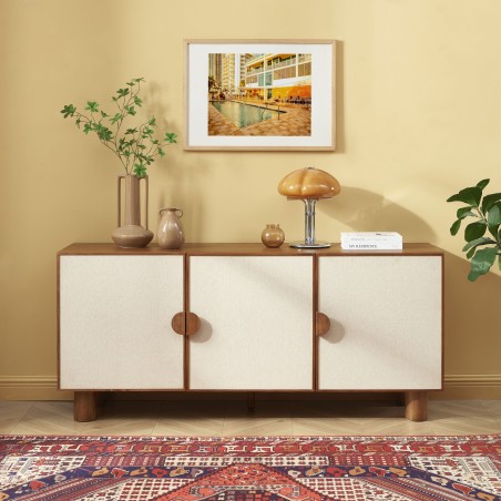 Buffet GASTON 3 portes placage frêne et tissu 170cm