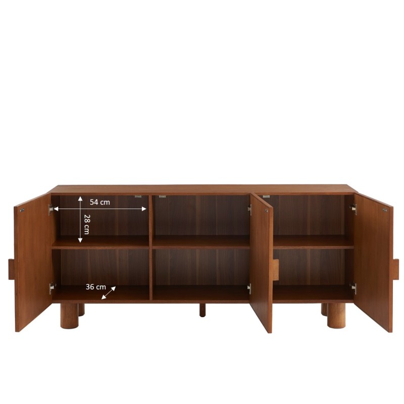 Buffet GASTON 3 portes placage frêne et tissu 170cm