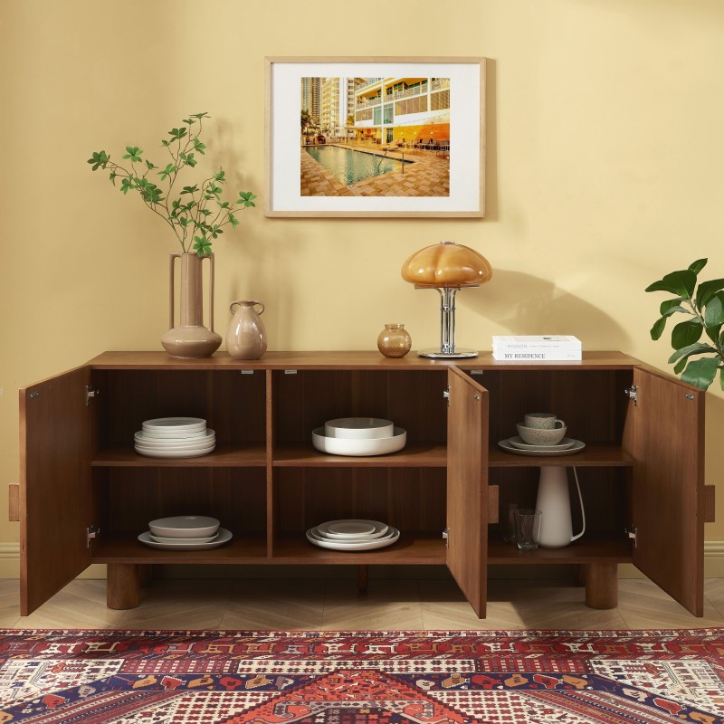 Buffet GASTON 3 portes placage frêne et tissu 170cm