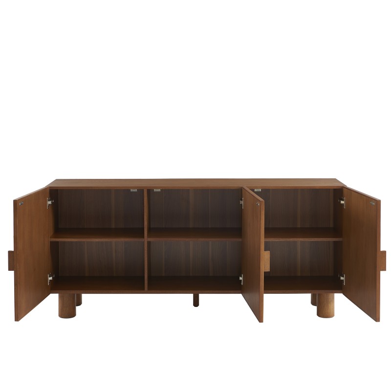 Buffet GASTON 3 portes placage frêne et tissu 170cm