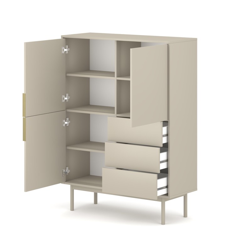 Buffet JONA coloris cachemire 3 portes 3 tiroirs 104cm