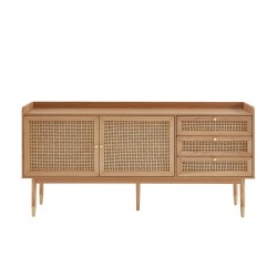 Buffet LEON chêne et cannage rotin 180cm