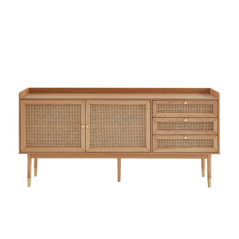 Buffet LEON chêne et cannage rotin 180cm