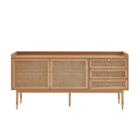 Buffet LEON chêne et cannage rotin 180cm