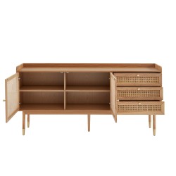Buffet LEON chêne et cannage rotin 180cm