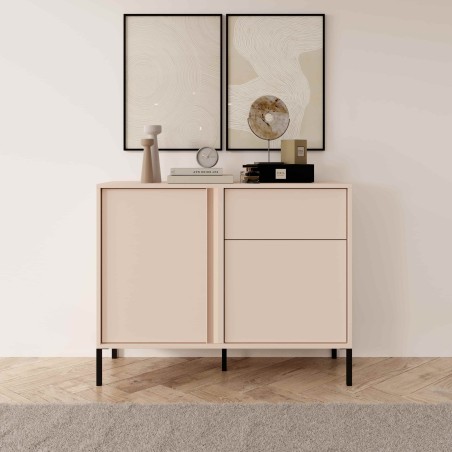 Buffet HULDA beige 2 portes 1 tiroirs 104cm