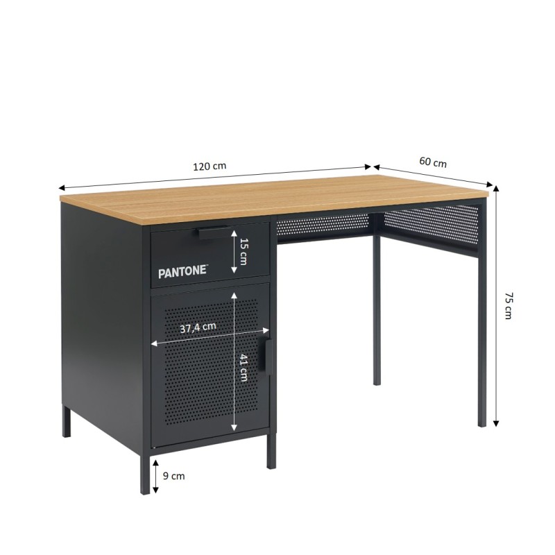 Bureau PANTONE métal gris anthracite 120cm