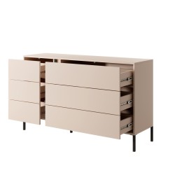 Commode HULDA beige 6 tiroirs 137cm