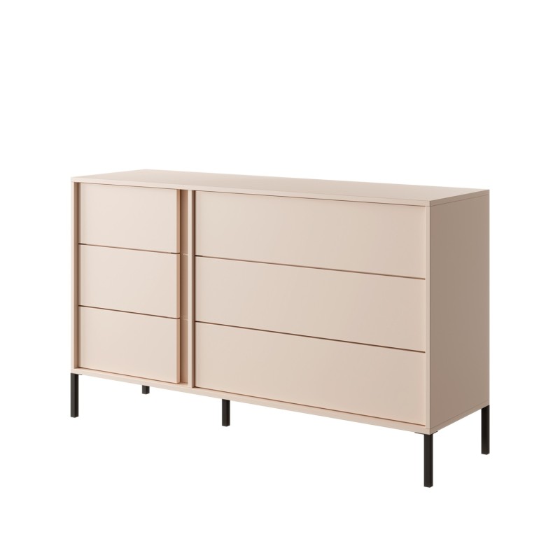 Commode HULDA beige 6 tiroirs 137cm