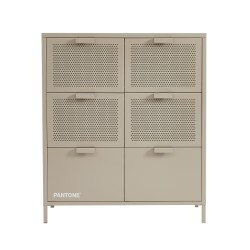 Commode PANTONE métal taupe 6 tiroirs 90cm