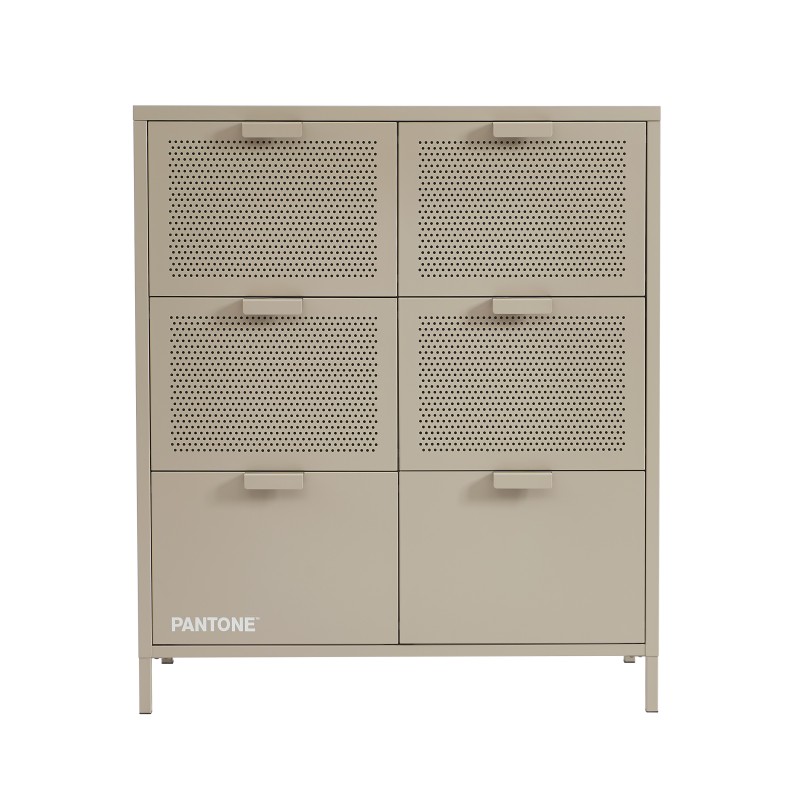 Commode PANTONE métal taupe 6 tiroirs 90cm
