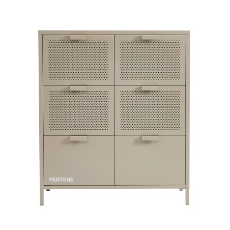 Commode PANTONE métal taupe 6 tiroirs 90cm