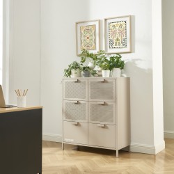 Commode PANTONE métal taupe 6 tiroirs 90cm