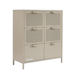 Commode PANTONE métal taupe 6 tiroirs 90cm