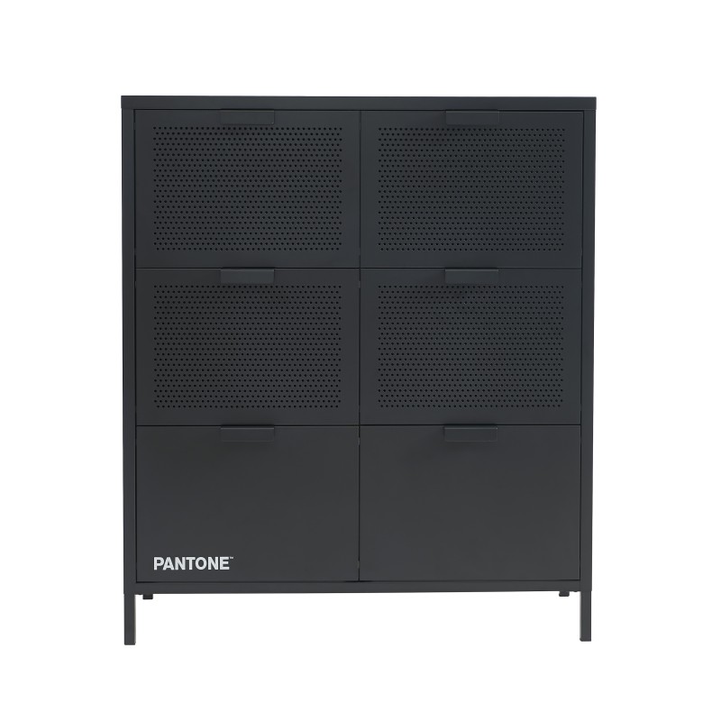 Commode PANTONE métal gris anthracite 6 tiroirs 90cm