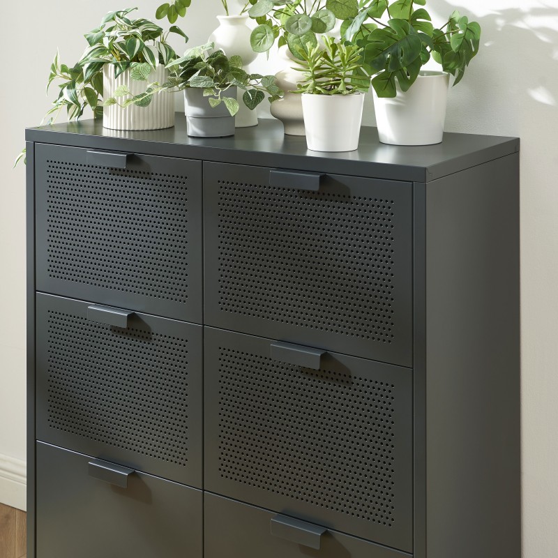 Commode PANTONE métal gris anthracite 6 tiroirs 90cm