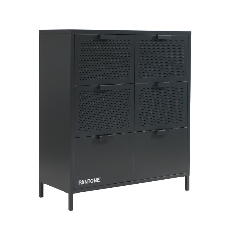 Commode PANTONE métal gris anthracite 6 tiroirs 90cm
