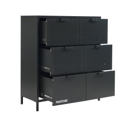 Commode PANTONE métal gris anthracite 6 tiroirs 90cm