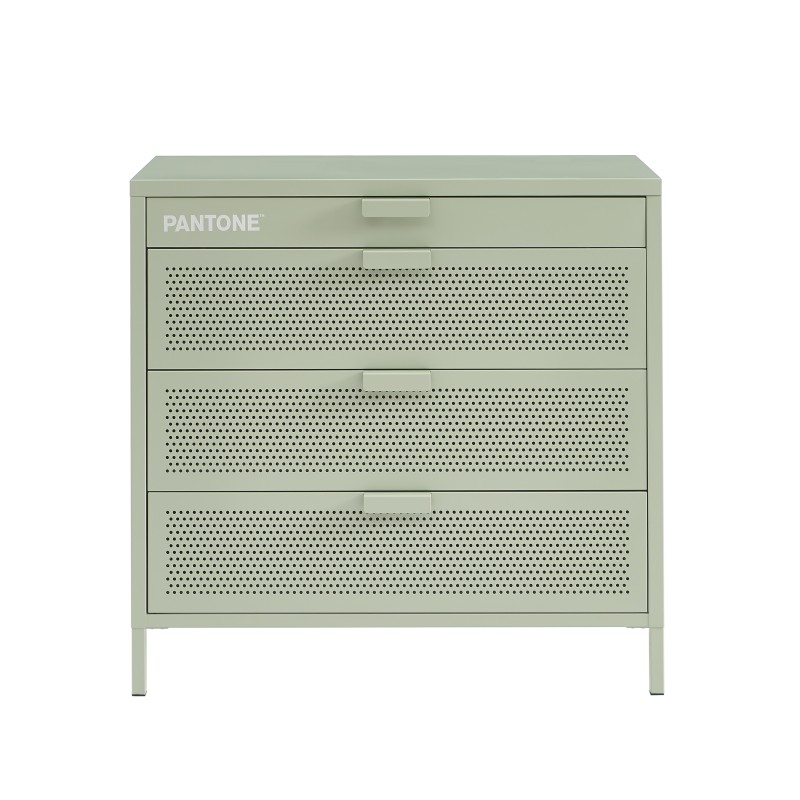 Commode PANTONE métal vert amande 4 tiroirs 40 cm