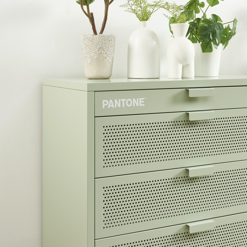 Commode PANTONE métal vert amande 4 tiroirs 40 cm