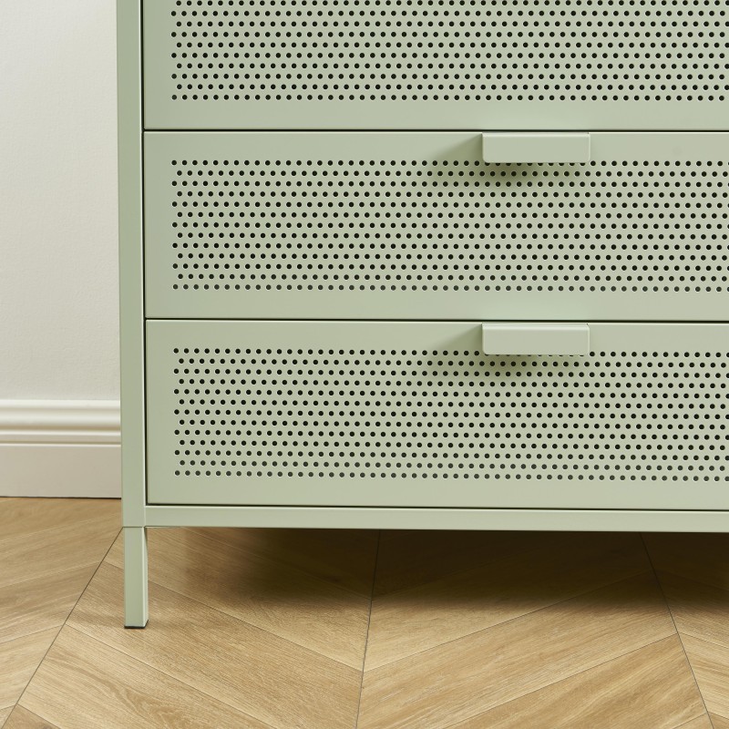 Commode PANTONE métal vert amande 4 tiroirs 40 cm