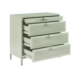 Commode PANTONE métal vert amande 4 tiroirs 40 cm
