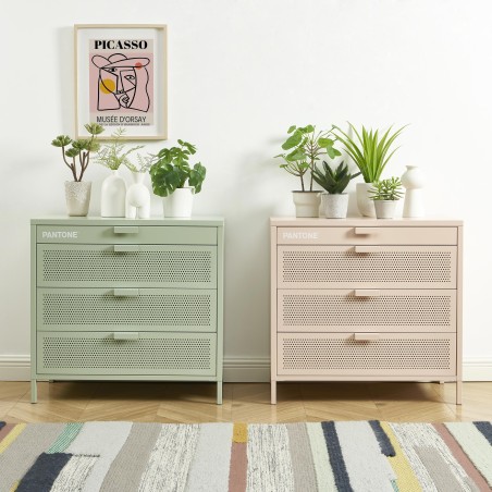 Commode PANTONE métal rose blush 4 tiroirs 80cm