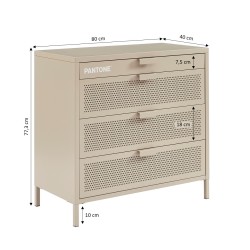 Commode PANTONE métal taupe 4 tiroirs 80cm