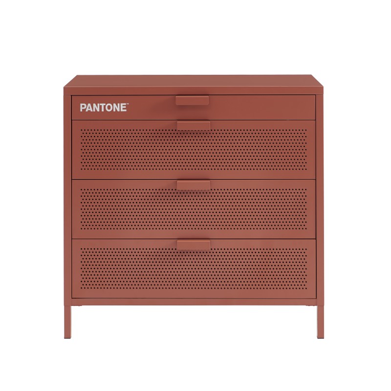 Commode PANTONE métal terracotta 4 tiroirs 80cm