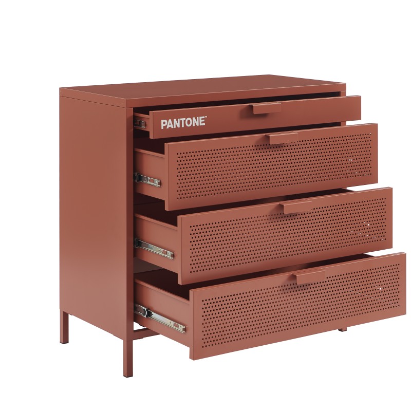 Commode PANTONE métal terracotta 4 tiroirs 80cm