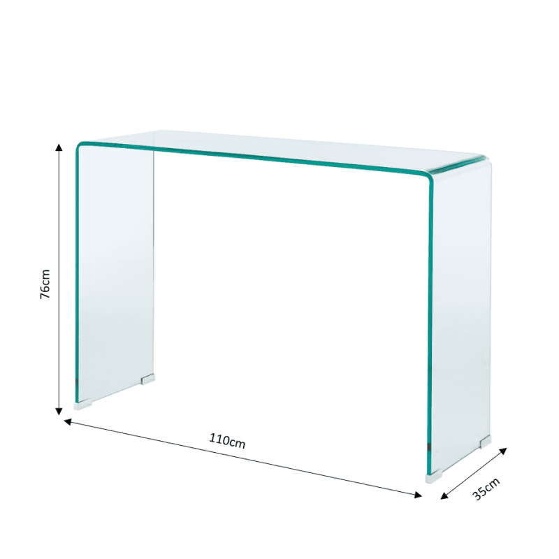 Console GINZA  verre trempé transparent 110cm