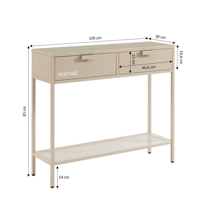 Console PANTONE métal taupe 100cm