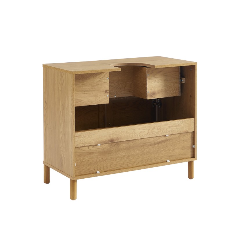 Meuble de salle de bain HAIDA effet chêne et rotin 80cm