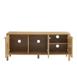 Meuble TV HAIDA effet chêne et rotin 120cm