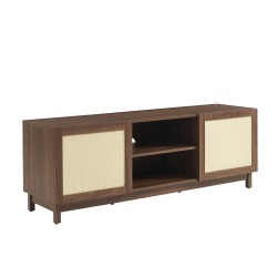 Meuble TV HARIA effet noyer et rotin 150cm
