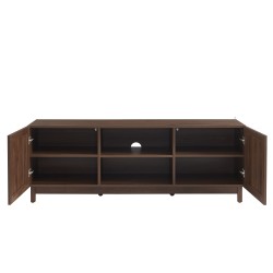 Meuble TV HARIA effet noyer et rotin 150cm
