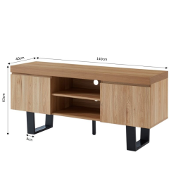 Meuble tv FELIX effet chêne et métal noir 140cm