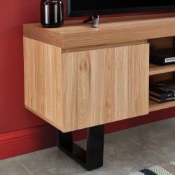Meuble tv FELIX effet chêne et métal noir 140cm