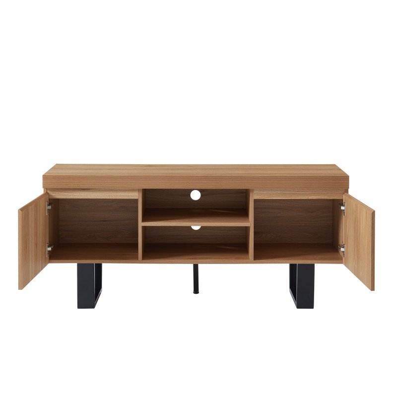 Meuble tv FELIX effet chêne et métal noir 140cm