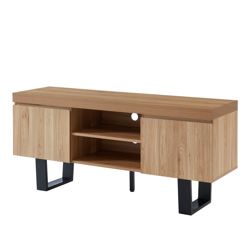 Meuble tv FELIX effet chêne et métal noir 140cm